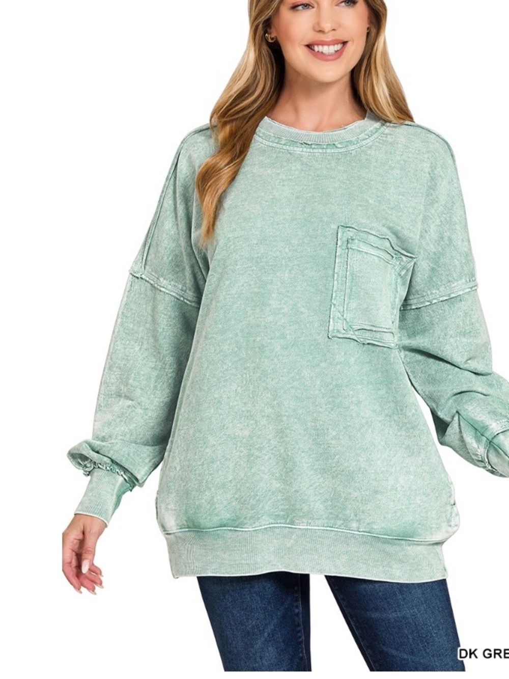 HALO SNOW WASHED FRENCH TERRY EXPOSED-SEAM SWEATSHIRT